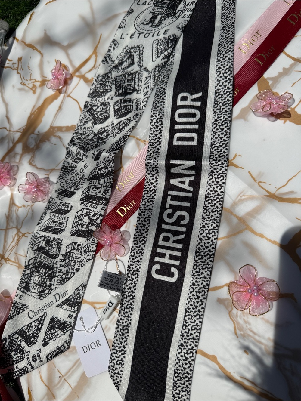 Dior mitzah scarf 100% silk new with tag no box no bag